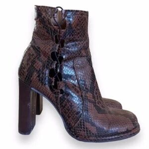 Free People Marietta Snake Heeled Ankle Booties Size 37